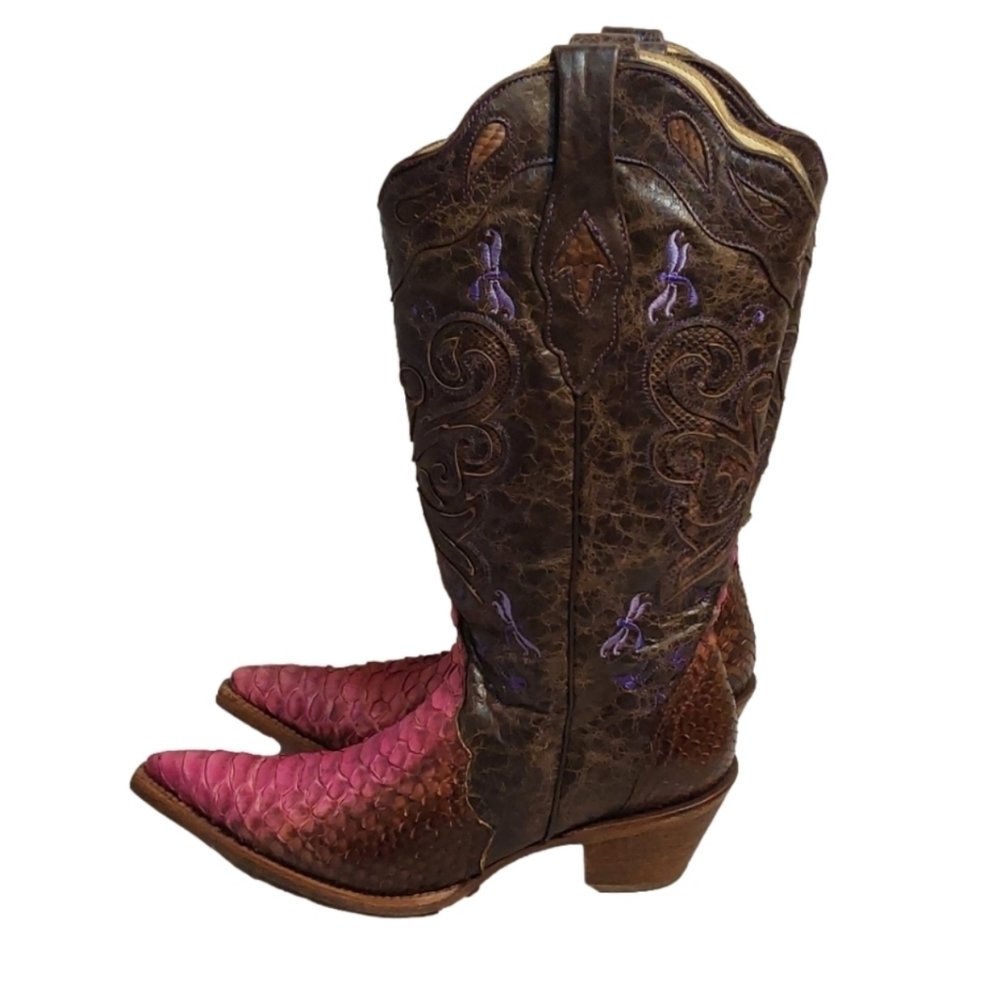 Corral VINTAGE EXOTIC PYTHON LEATHER WESTERN  STYLE #53350 TALL BOOTS SIZE 9M